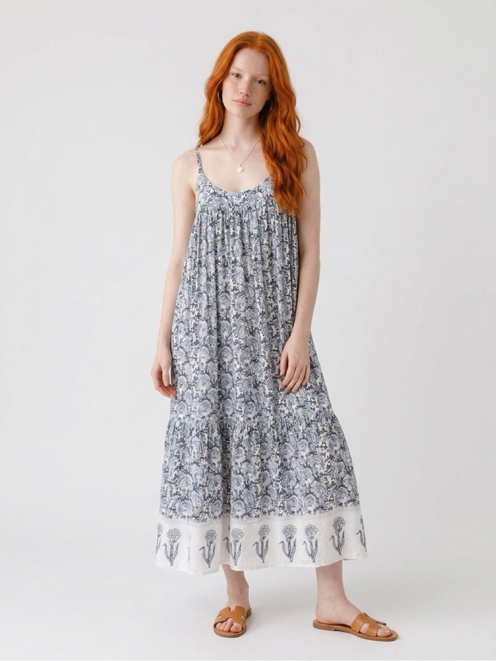 XiRENA Paisley Swing Cottage Core Floral Dress size medium 100% Cotton